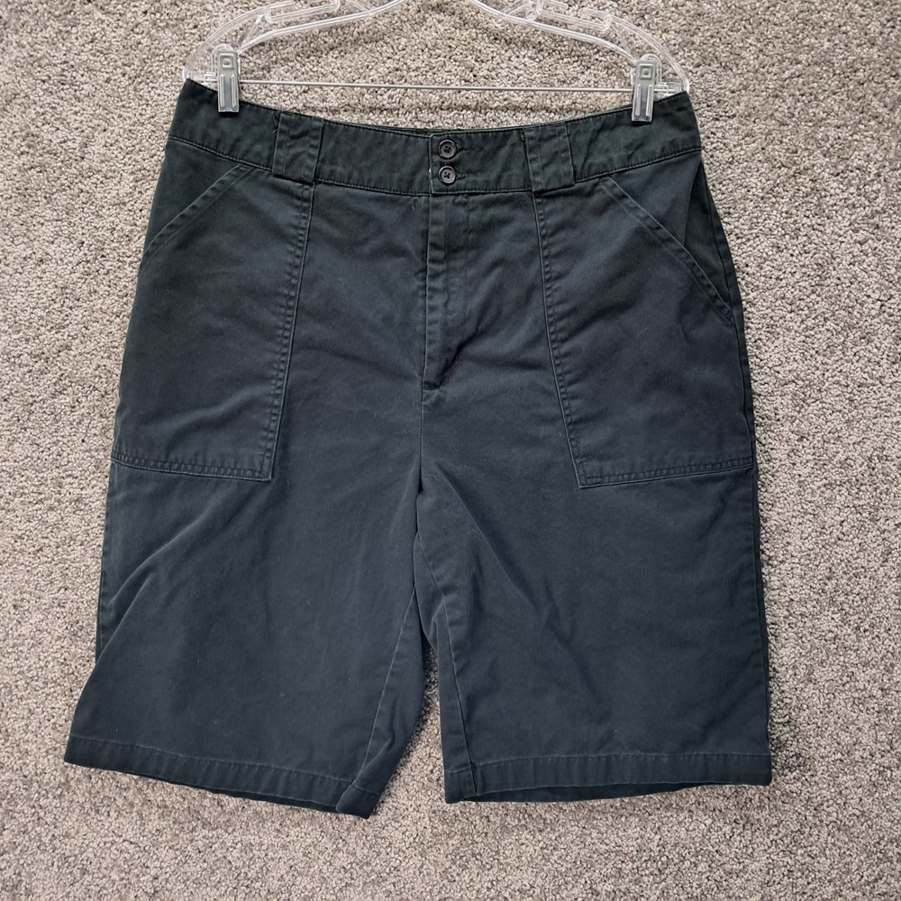 Field Gear Mens Black Flat Front Casual Shorts Double‎ Button Waist 34 x 11